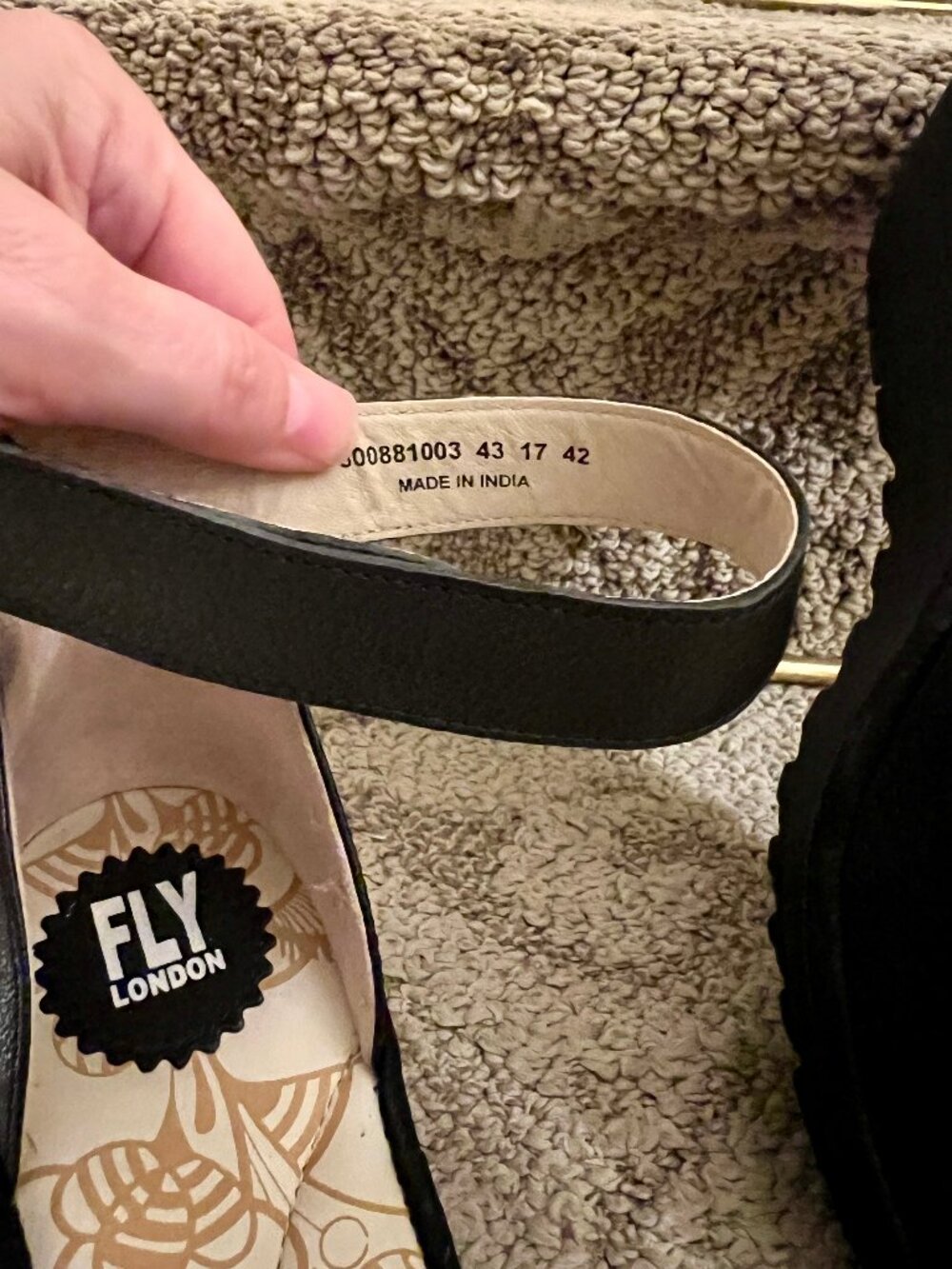 Fly London Yula Black Perforated Suede Wedge Sandals Shoes 42 or 10.5 - 11 - Picture 8 of 9